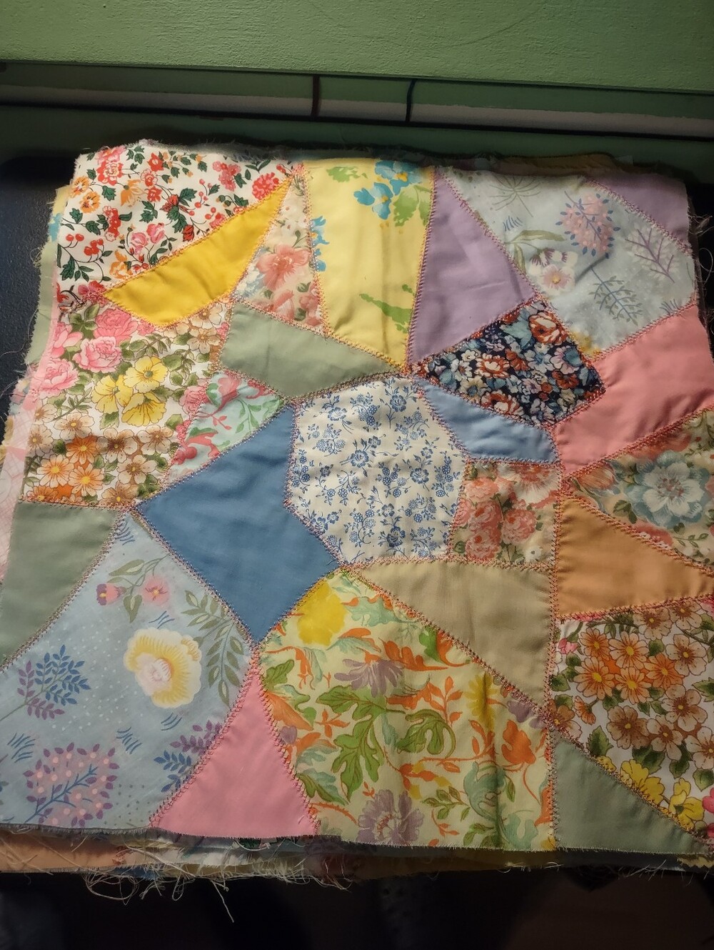 15 Handmade Floral Patchwork Squares - Multicolor